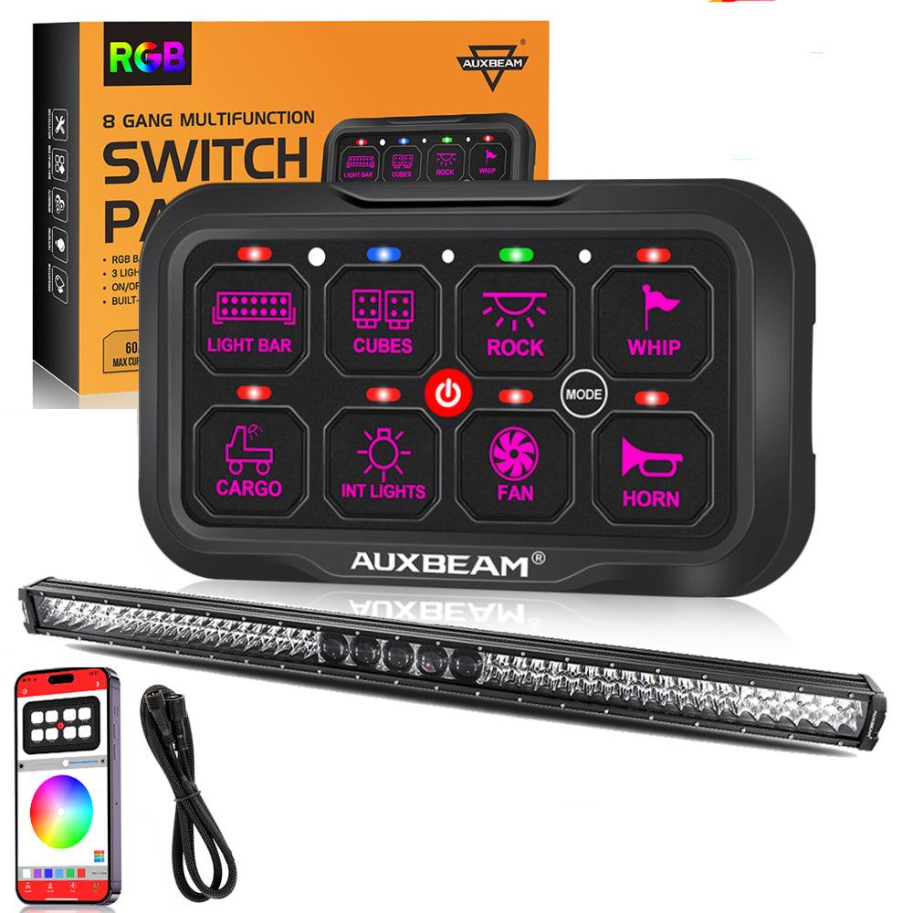 AR-800 RGB Switch Panel with APP+52 Inch 5D-PRO LED Light Bar, Toggle/ Momentary/ Pulsed Mode Supported