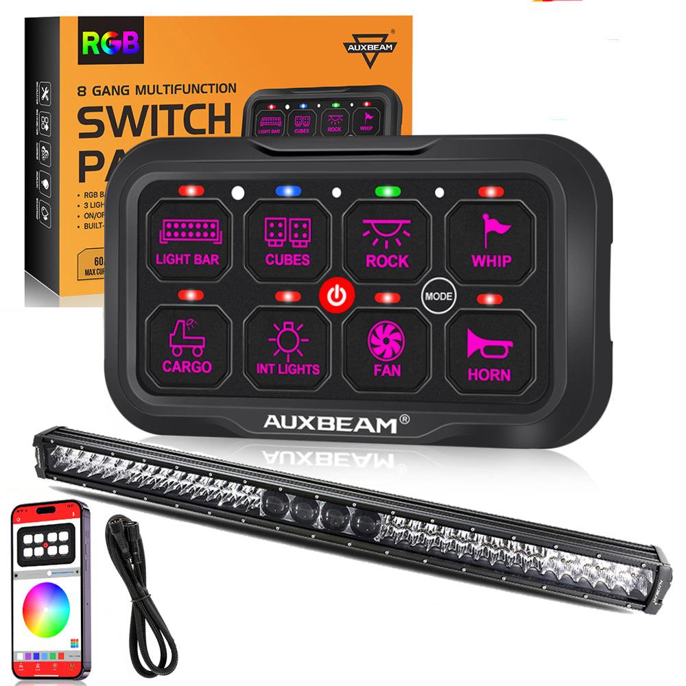 AR-800 RGB Switch Panel with APP+32 Inch 5D-PRO LED Light Bar, Toggle/ Momentary/ Pulsed Mode Supported