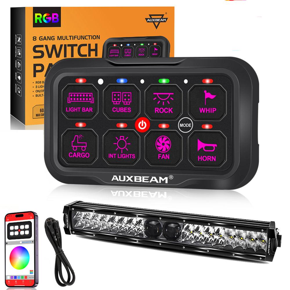 AR-800 RGB Switch Panel with APP+22 Inch 5D-PRO LED Light Bar, Toggle/ Momentary/ Pulsed Mode Supported