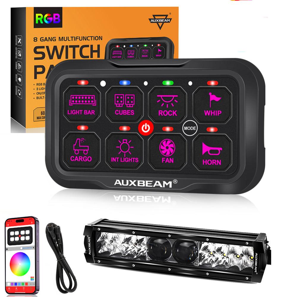 AR-800 RGB Switch Panel with APP+12 Inch 5D-PRO LED Light Bar, Toggle/ Momentary/ Pulsed Mode Supported