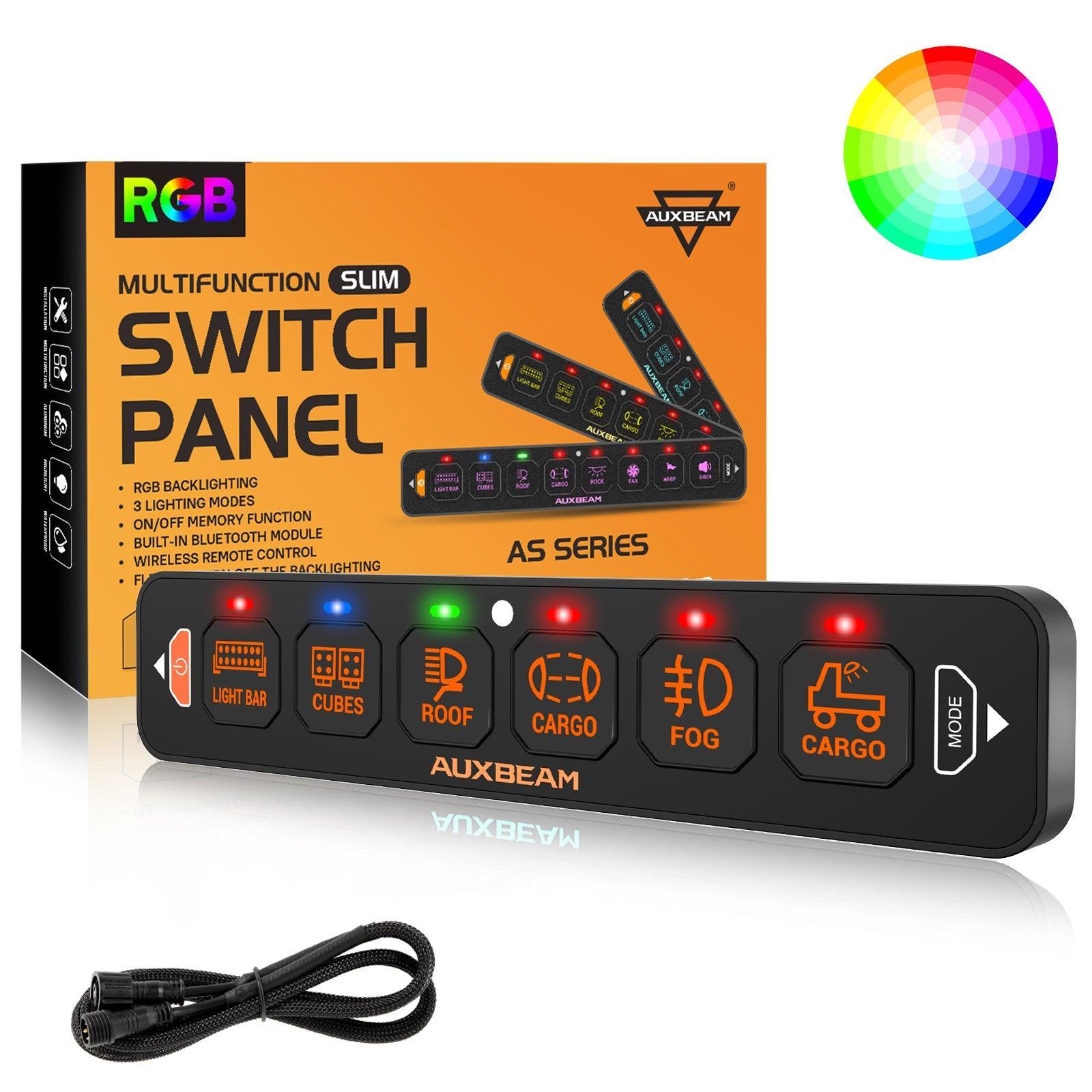 AS-R60 RGB Slim Switch Panel, Toggle/ Momentary/ Pulsed Mode Supported(One-Sided Outlet)