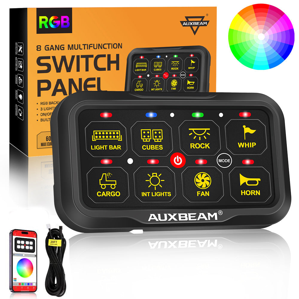 AR-820 RGB Switch Panel with APP, Toggle/ Momentary/ Pulsed Mode Supported (Two-Sided Outlet)