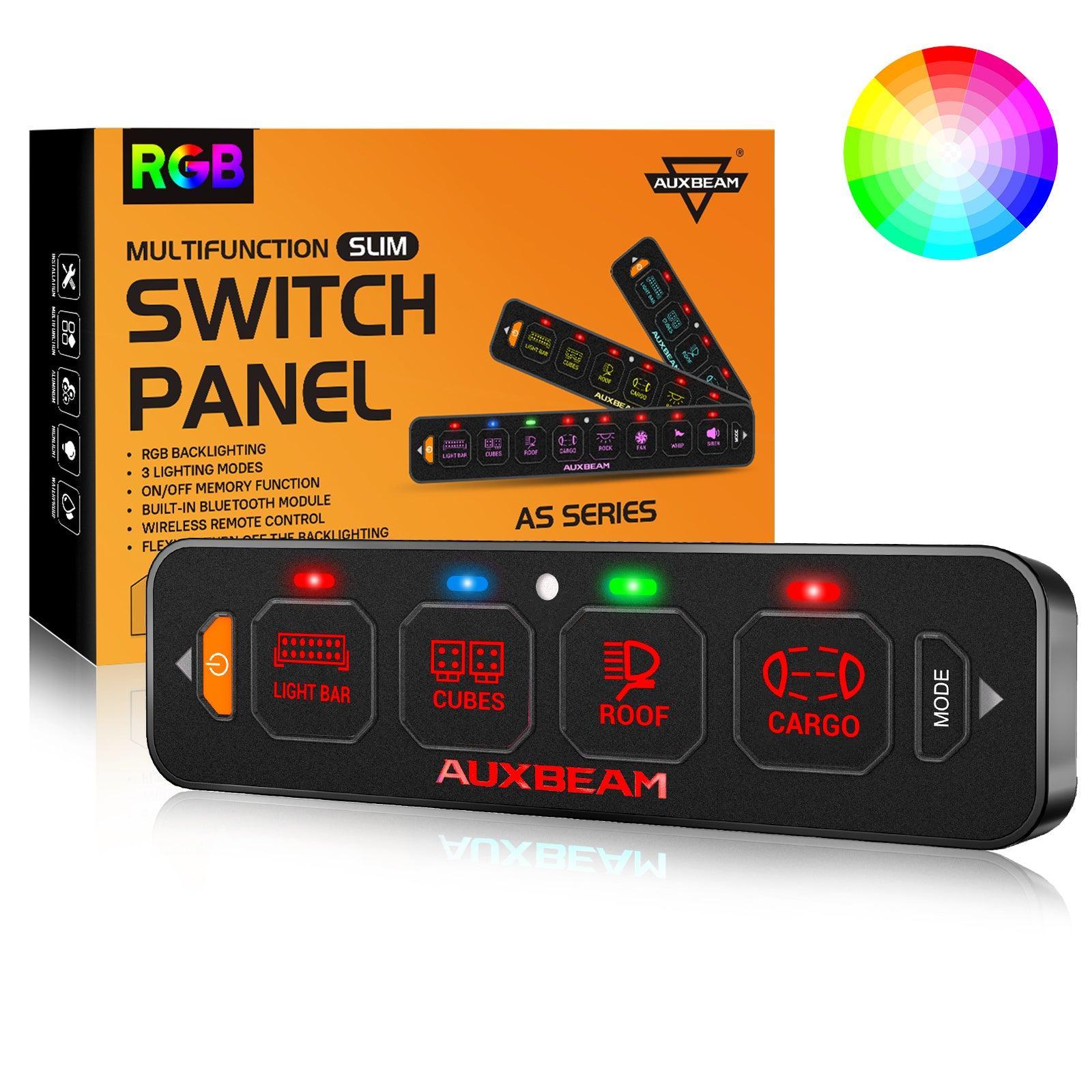 AS-R40 RGB Slim Switch Panel, Toggle/ Momentary/ Pulsed Mode Supported(One-Sided Outlet)