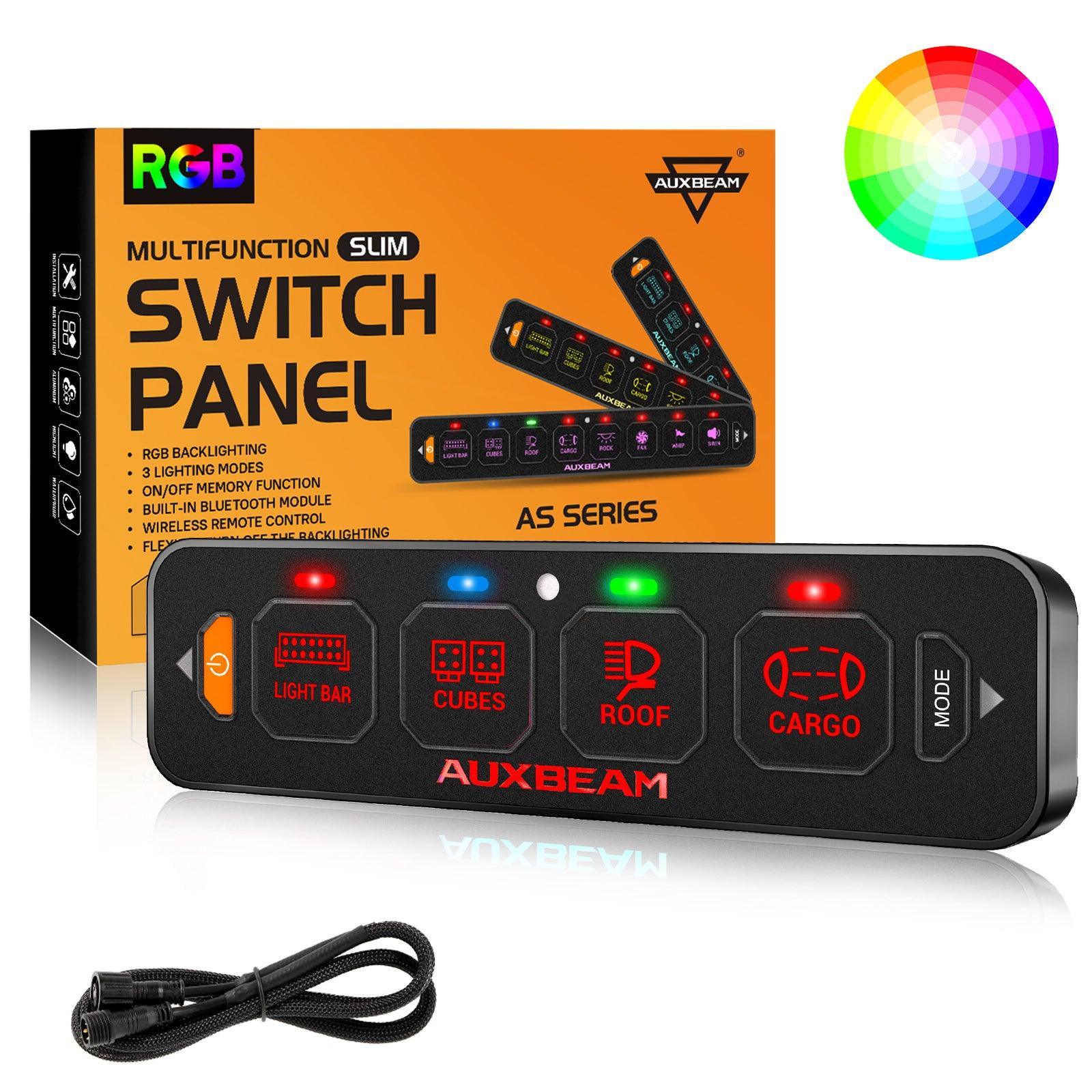 AS-R40 RGB Slim Switch Panel, Toggle/ Momentary/ Pulsed Mode Supported(One-Sided Outlet)