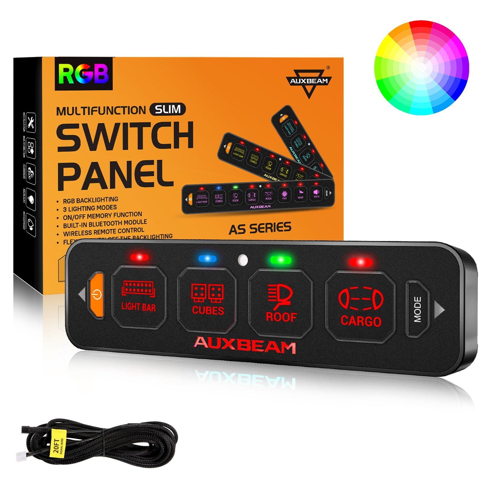 AS-R40 RGB Slim Switch Panel, Toggle/ Momentary/ Pulsed Mode Supported(One-Sided Outlet)