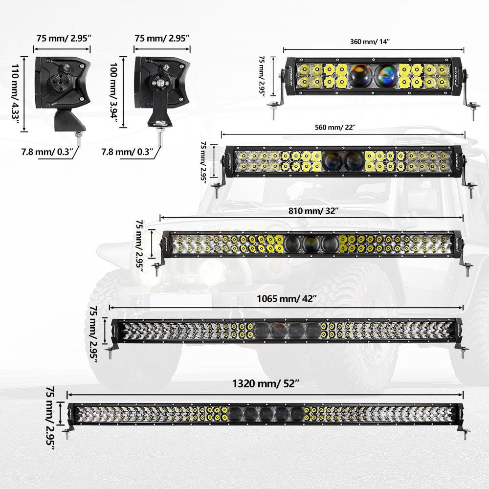 NEW 12"/22"/32"/42"/52" 5D-PRO Series Light Bars with DT Wiring Harness Kit For 2016 Ford F150