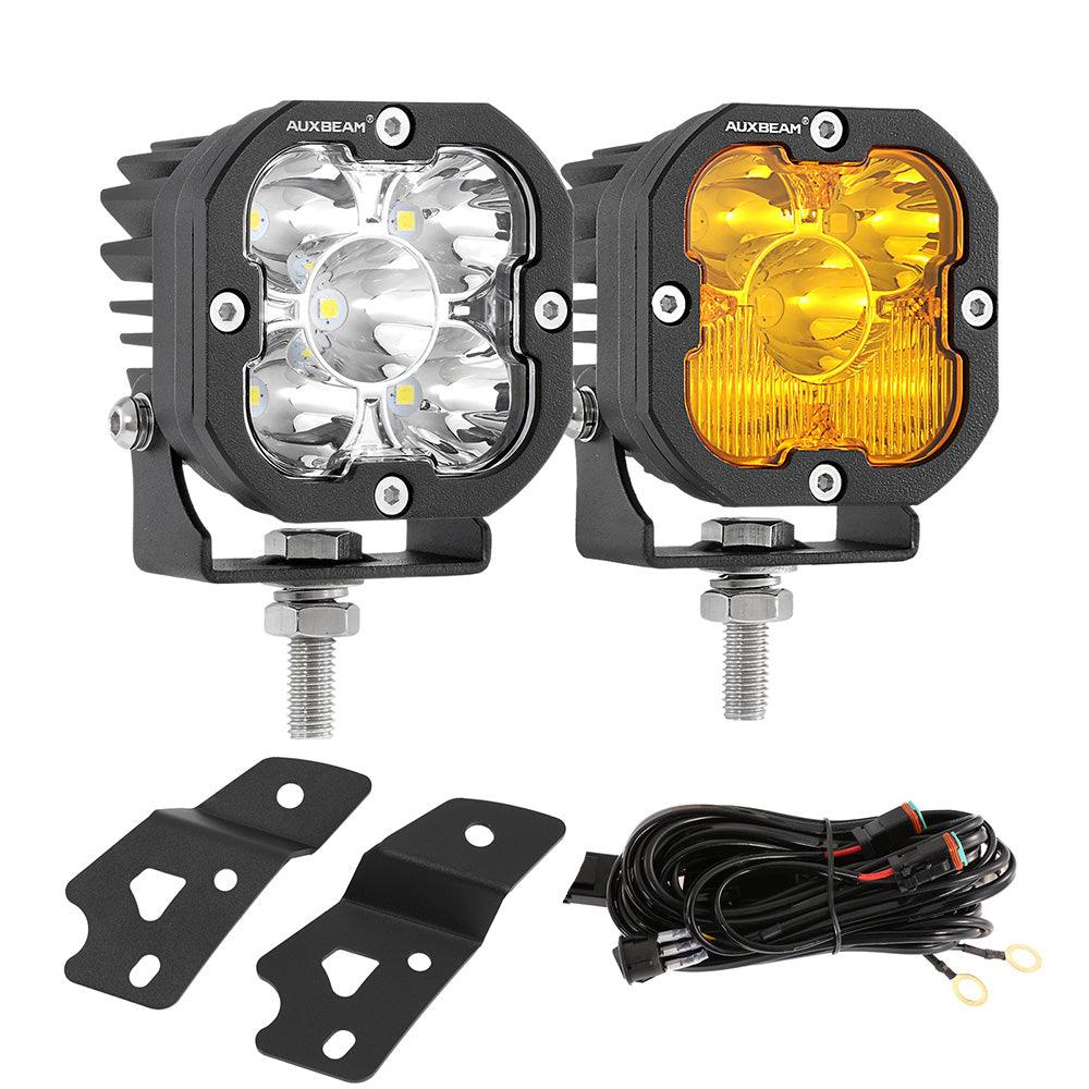 3 Inch 80W 9600LM LED Pods Lights White&Yellow with A-Pillar Mounting Bracket For Ford Bronco 2/4 Door 2021 2022