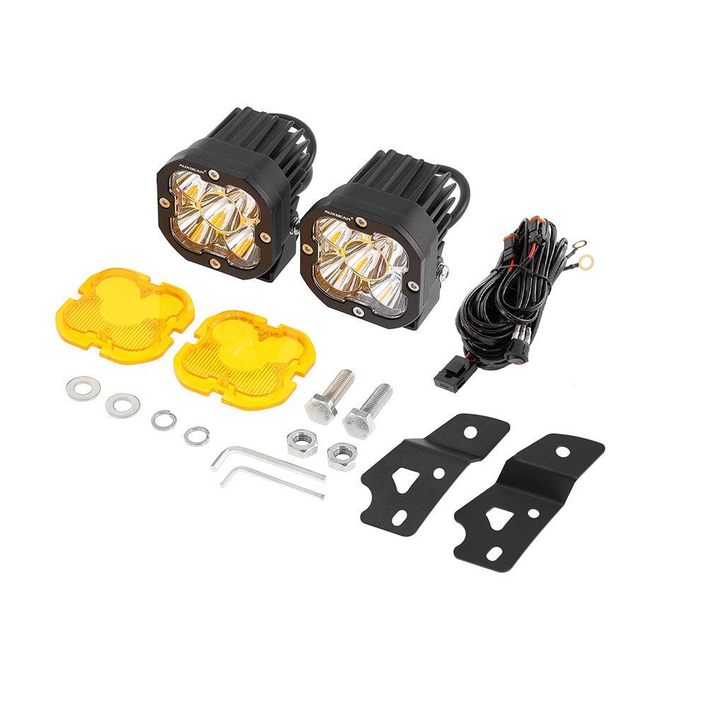 3 Inch 80W 9600LM LED Pods Lights White&Yellow with A-Pillar Mounting Bracket For Ford Bronco 2/4 Door 2021 2022