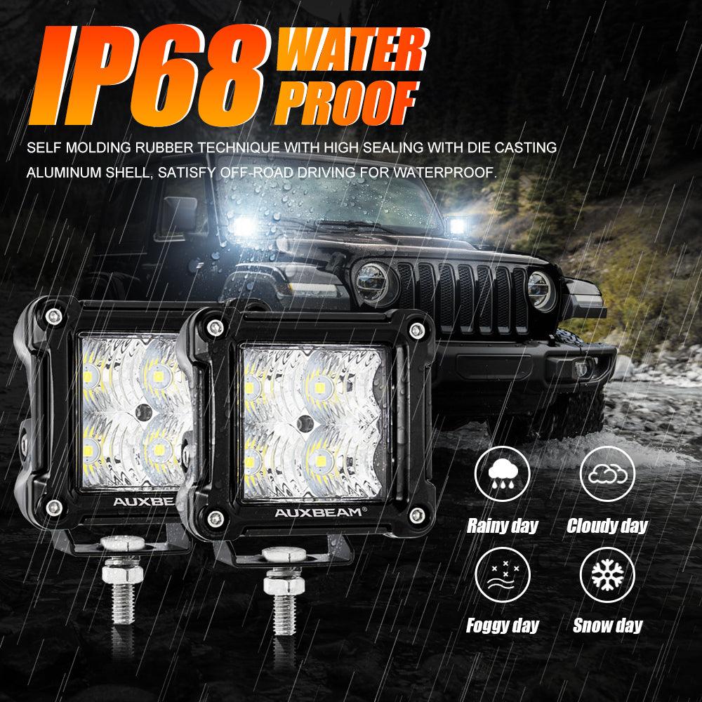 3" 40W LED Pods Light Spot/Flood Multicolor frame with wiring harness for JEEP