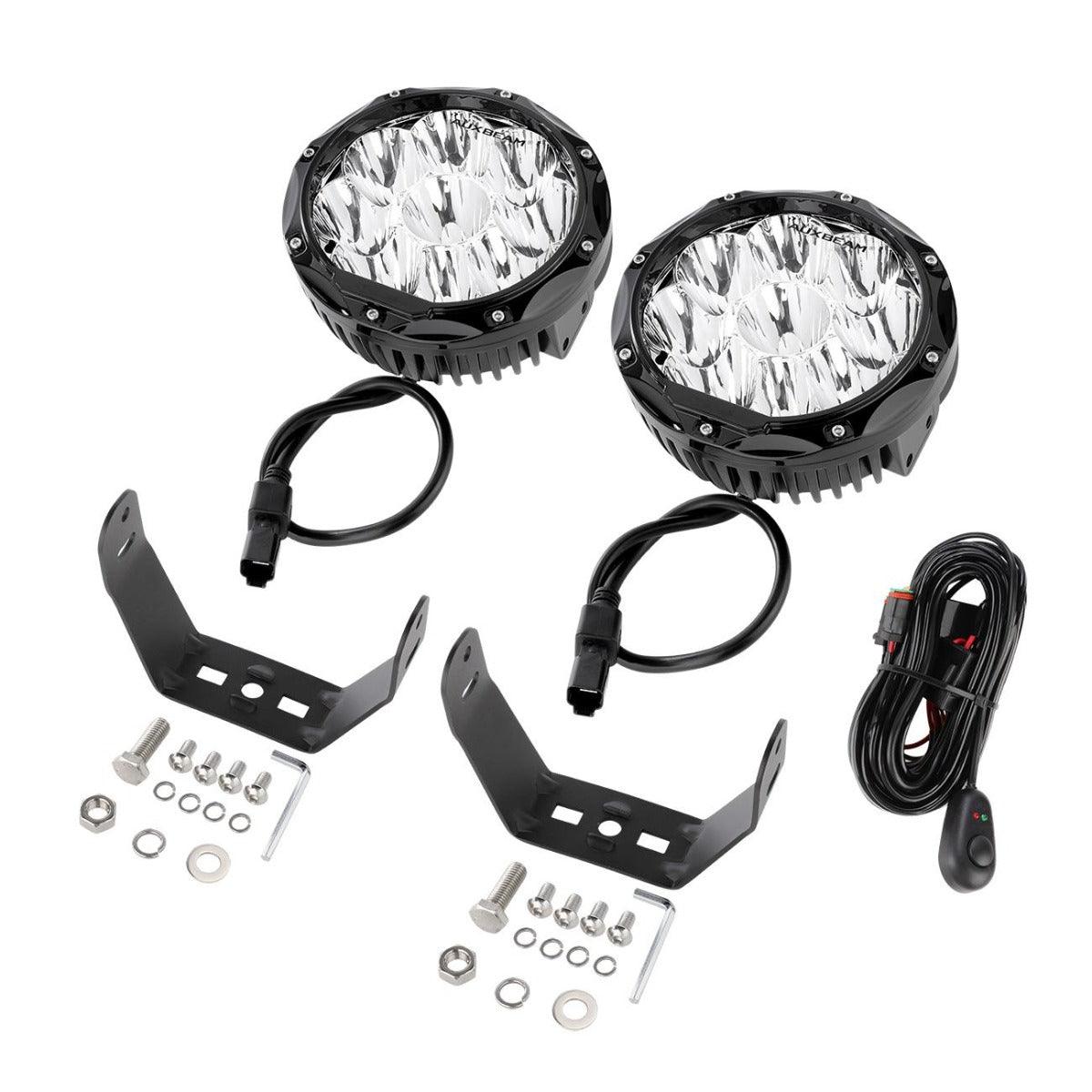 (2pcs/set) 7 Inch 90W Round Spot Beam Offroad LED Driving Lights w/ SAE Compliant+Amber/Black Covers(Optional)