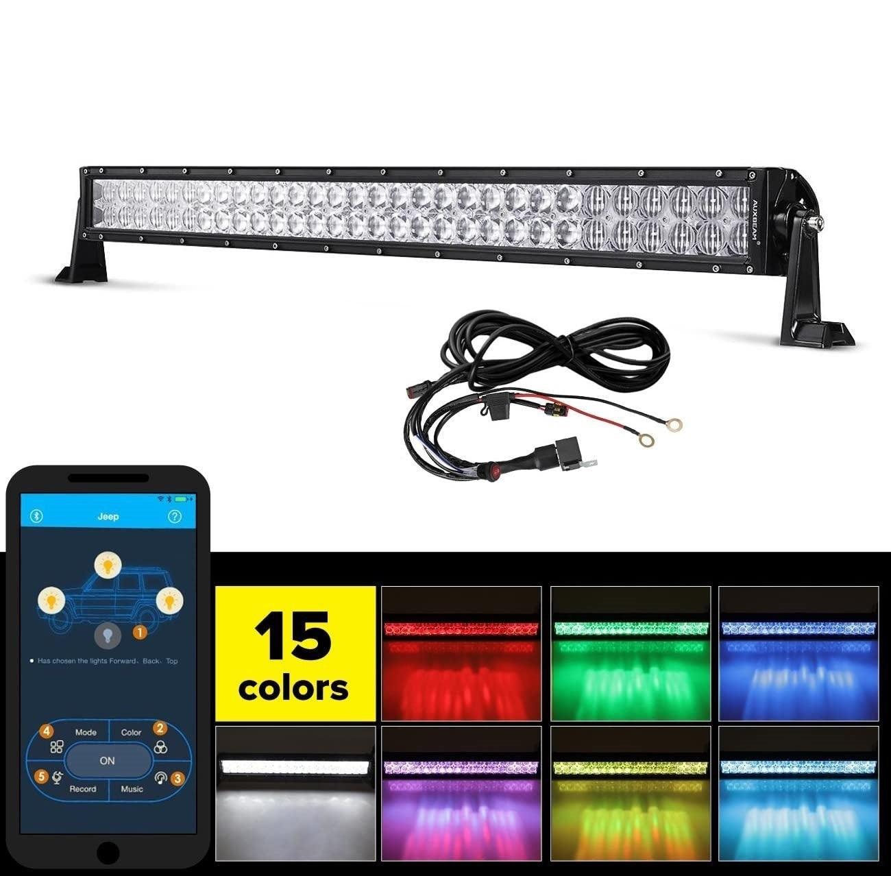 22"/32"/42" V-Series RGB Straight/Curved 5D lens Combo Beam Double Row LED Light Bar for SUV ATV UTV Trucks Pickup Boat