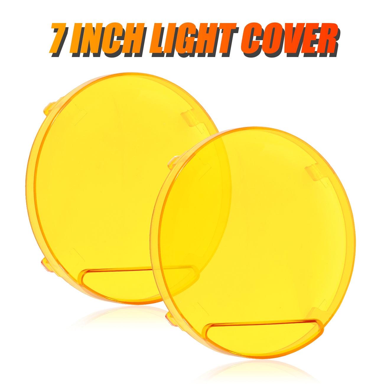 (2pcs/set) 7 Inch 90W Round Spot Beam Offroad LED Driving Lights w/ SAE Compliant+Amber/Black Covers(Optional)