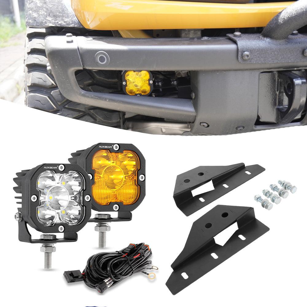 3 Inch 80W 9600LM LED Pods Lights White&Yellow with Front Bumper Fog Light Mount Brackets For Ford Bronco 2021 2022