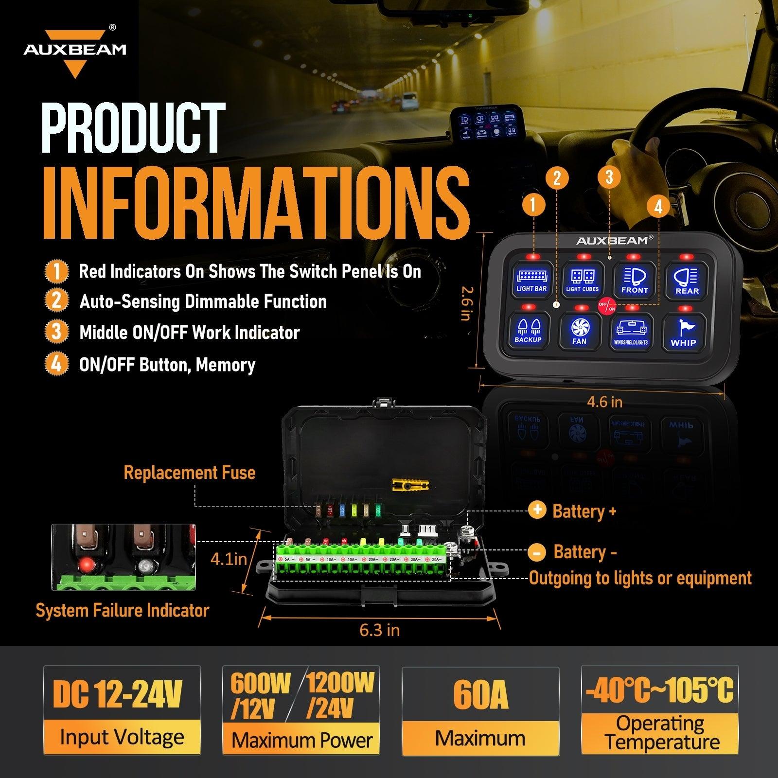 Single Series 6/8 Gang LED Switch Panel,Off Road Light Controller