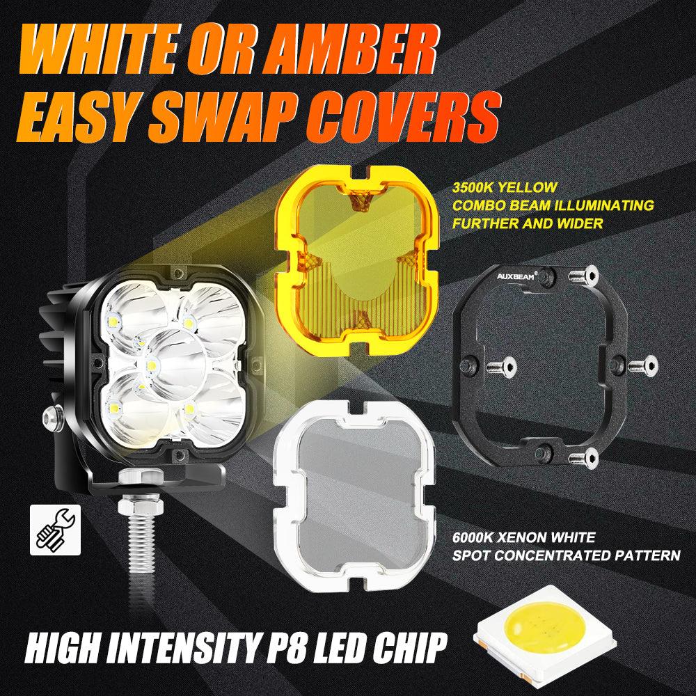 AR-800 RGB Switch Panel + 3 Inch LED Pods with White&Yellow Cover