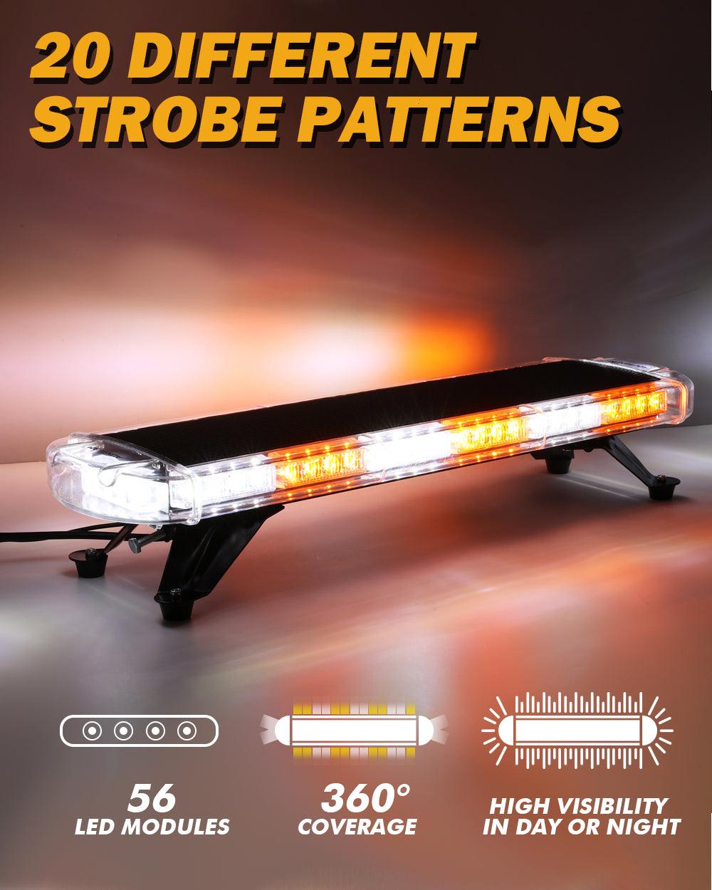 31.5" Rooftop Strobe Flashing Light Bar with Mounting Brackets 20 Flashing Modes Emergency Safety Warning Caution Beacon Lights