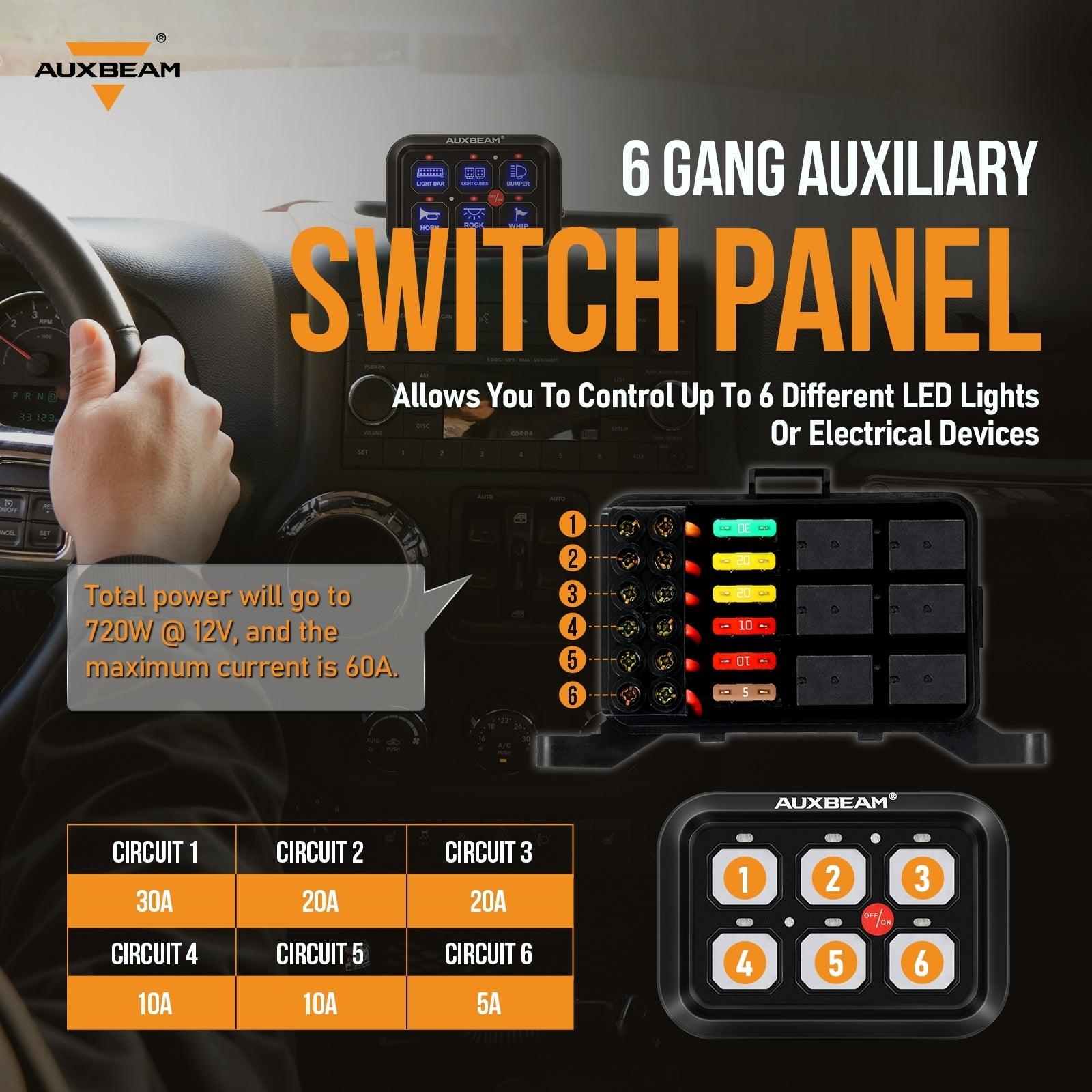 Single Series 6/8 Gang LED Switch Panel,Off Road Light Controller