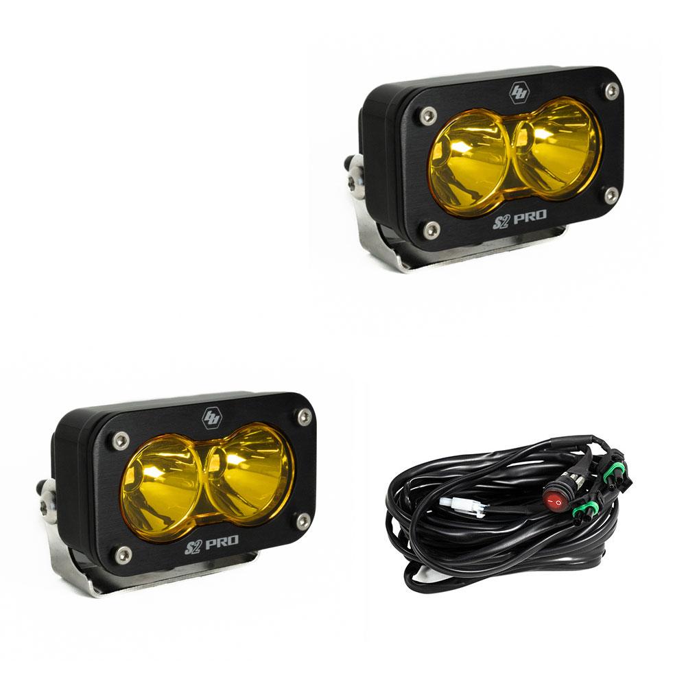 LED Light Pods Amber Lens Spot Pattern Pair S2 Pro Series Baja Designs