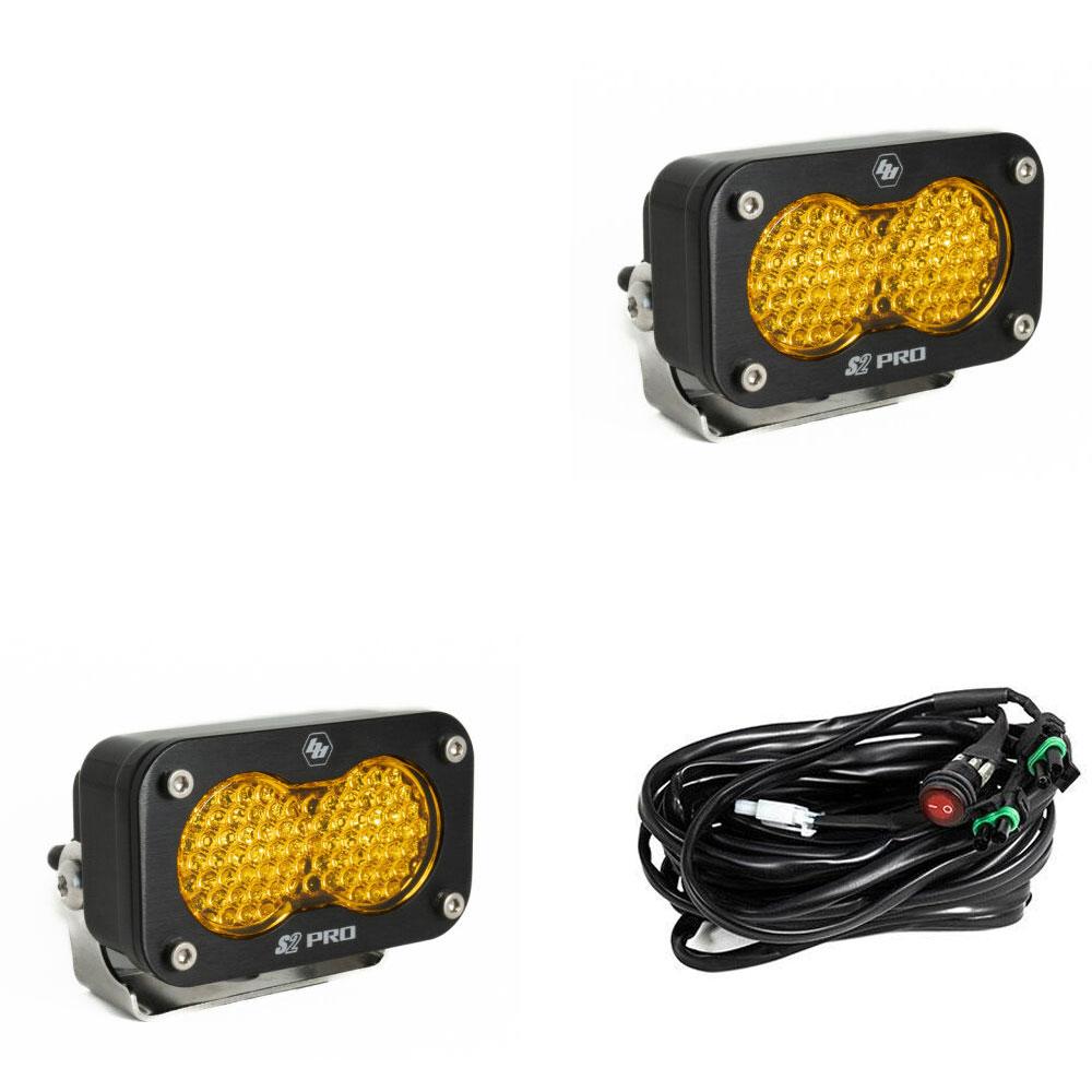 LED Light Pods Amber Lens Work/Scene Pattern Pair S2 Pro Series Baja Designs