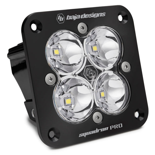 Flush Mount LED Light Pod Black Clear Lens Work/Scene Pattern Squadron Pro Baja Designs