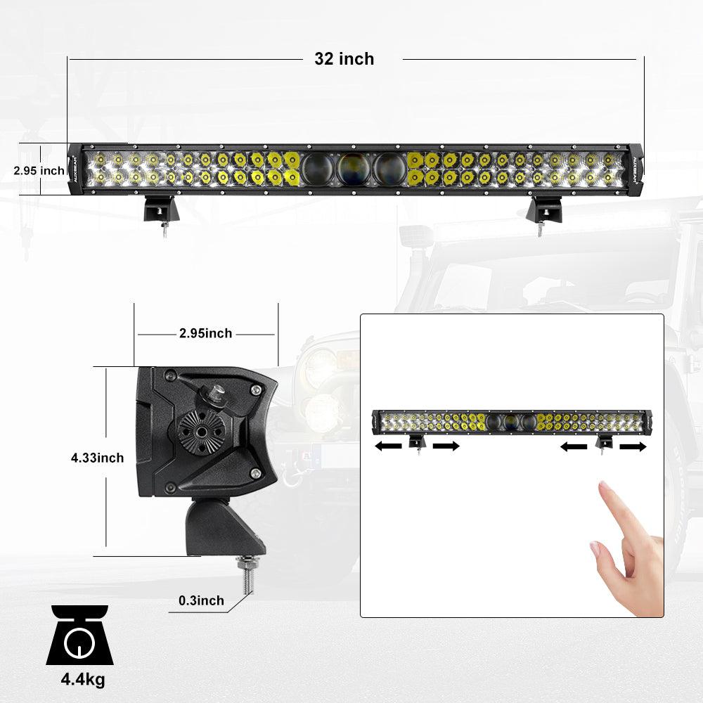 AR-800 RGB Switch Panel with APP+32 Inch 5D-PRO LED Light Bar, Toggle/ Momentary/ Pulsed Mode Supported