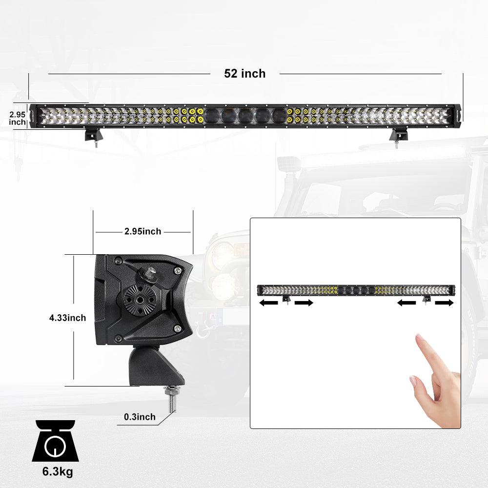 AR-800 RGB Switch Panel with APP+52 Inch 5D-PRO LED Light Bar, Toggle/ Momentary/ Pulsed Mode Supported