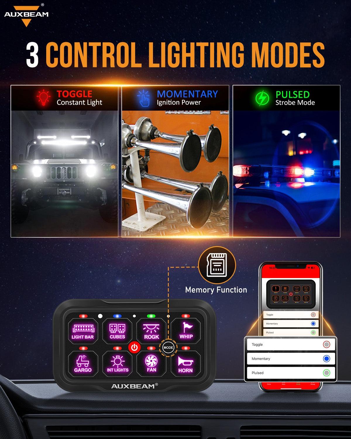 AR-800 RGB Switch Panel with APP+22 Inch 5D-PRO LED Light Bar, Toggle/ Momentary/ Pulsed Mode Supported