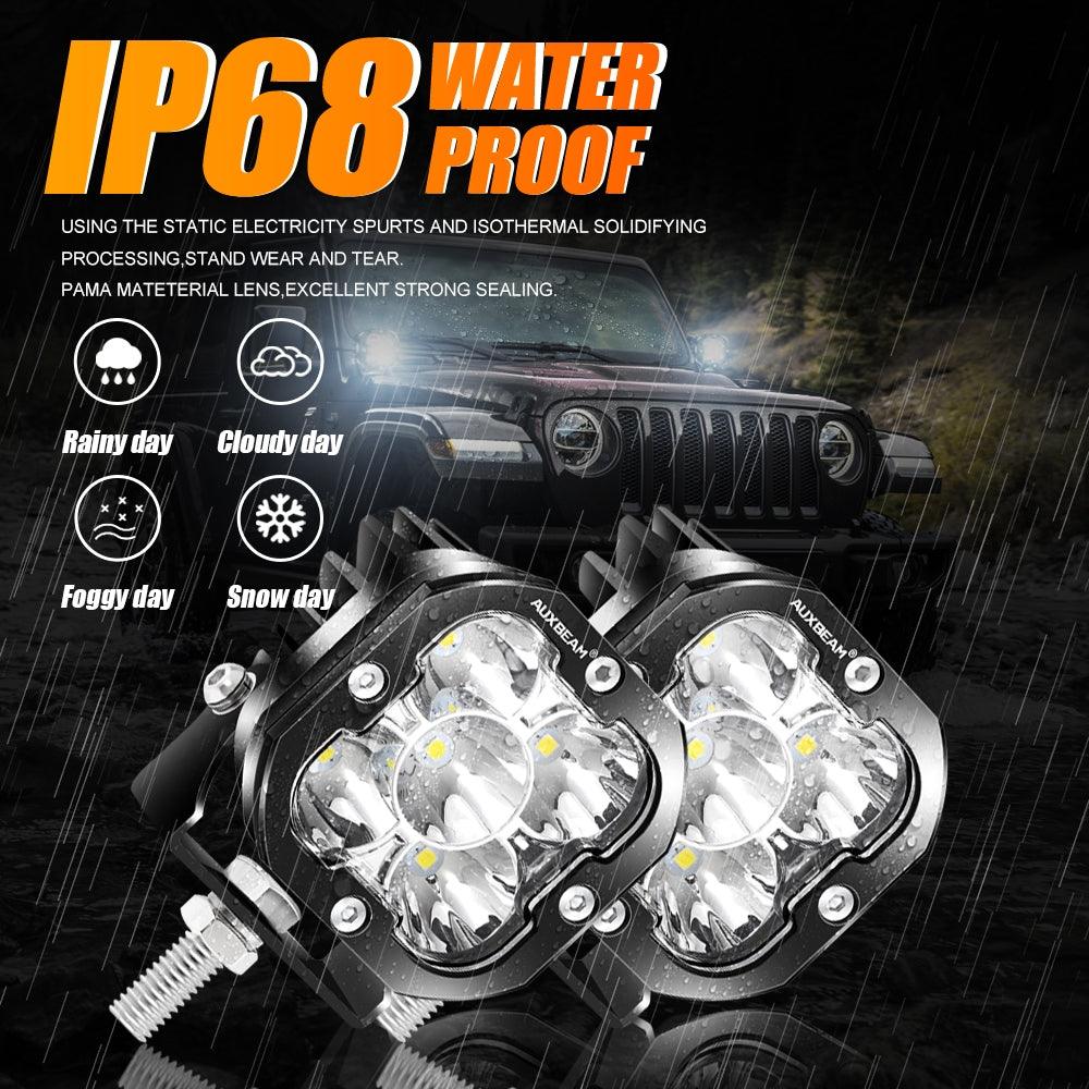 3 Inch 80W 9600LM LED Pods Lights White&Yellow with A-Pillar Mounting Bracket For Ford Bronco 2/4 Door 2021 2022