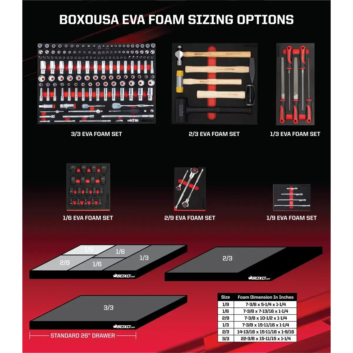 BoxoUSA 10-piece 1/4” Drive & 3/8” Drive 6-point SAE Universal Socket Set BX848-R2