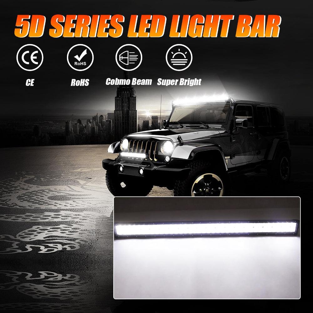 42 Inch 5D Series Straight LED Light Bar & Car Roof Windshield LED Light Bar Mounting Bracket For Ford Bronco 2/4 Door 2021 2022