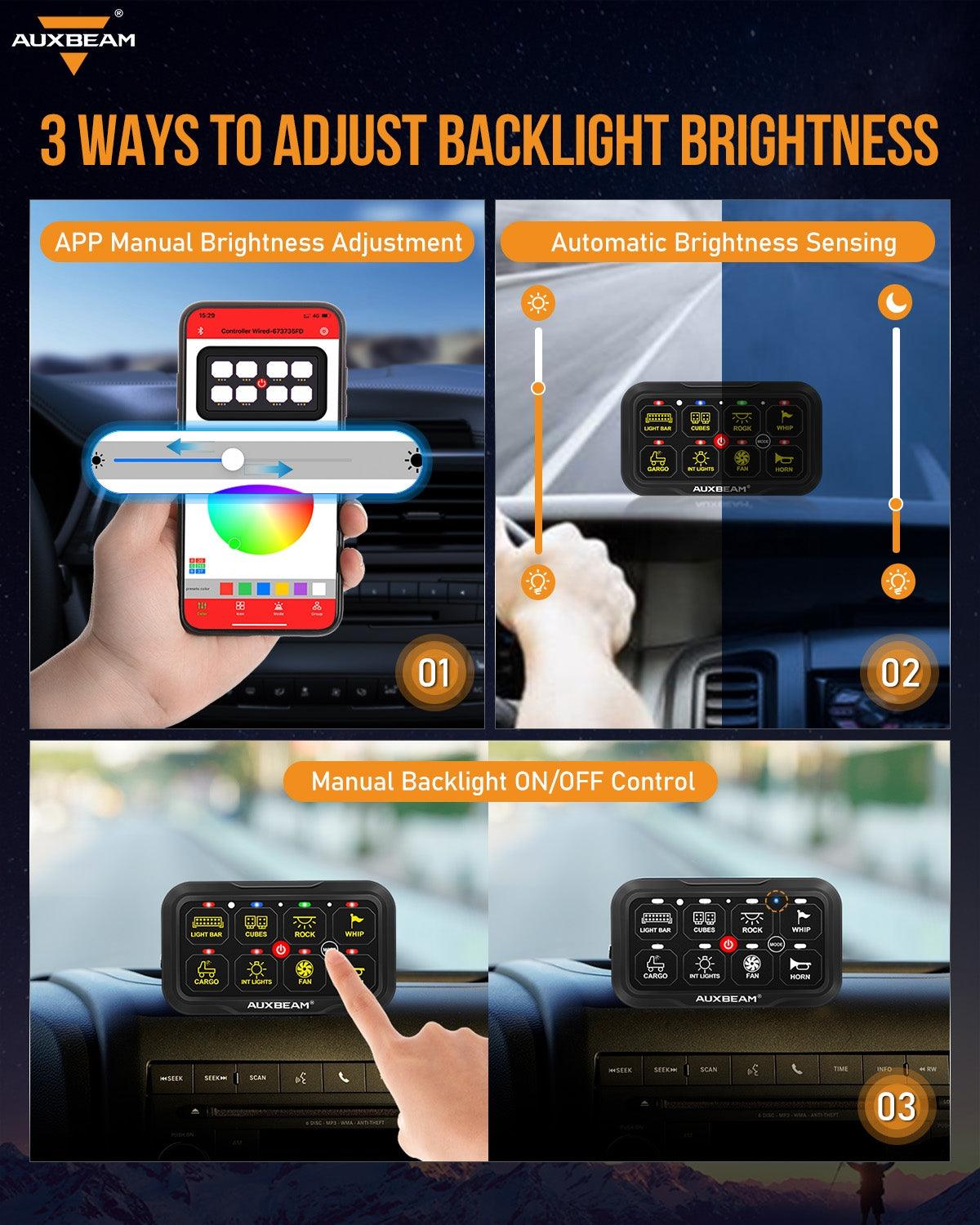 AR-800 Multifunction RGB Switch Panel with Bluetooth Controlled & 47 Inch Extension Cable(Optional) for JEEP