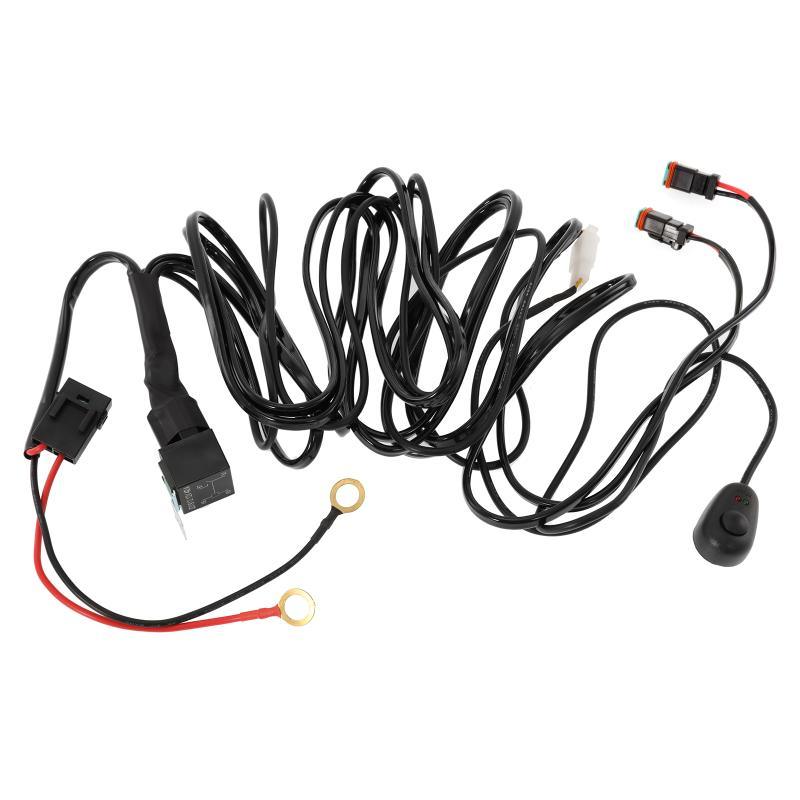 (2 Leads 16AWG) DT Connector LED Light Bar Wiring Harness Kit with Fuse 12V 40A Relay ON/OFF Switch