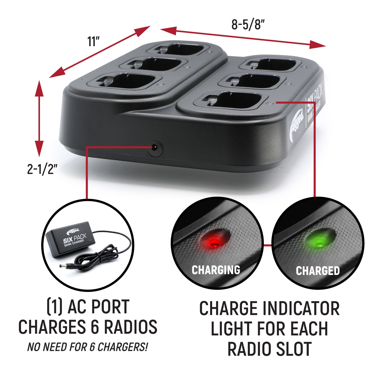 6-Pack Bank Charger for Handheld Radios