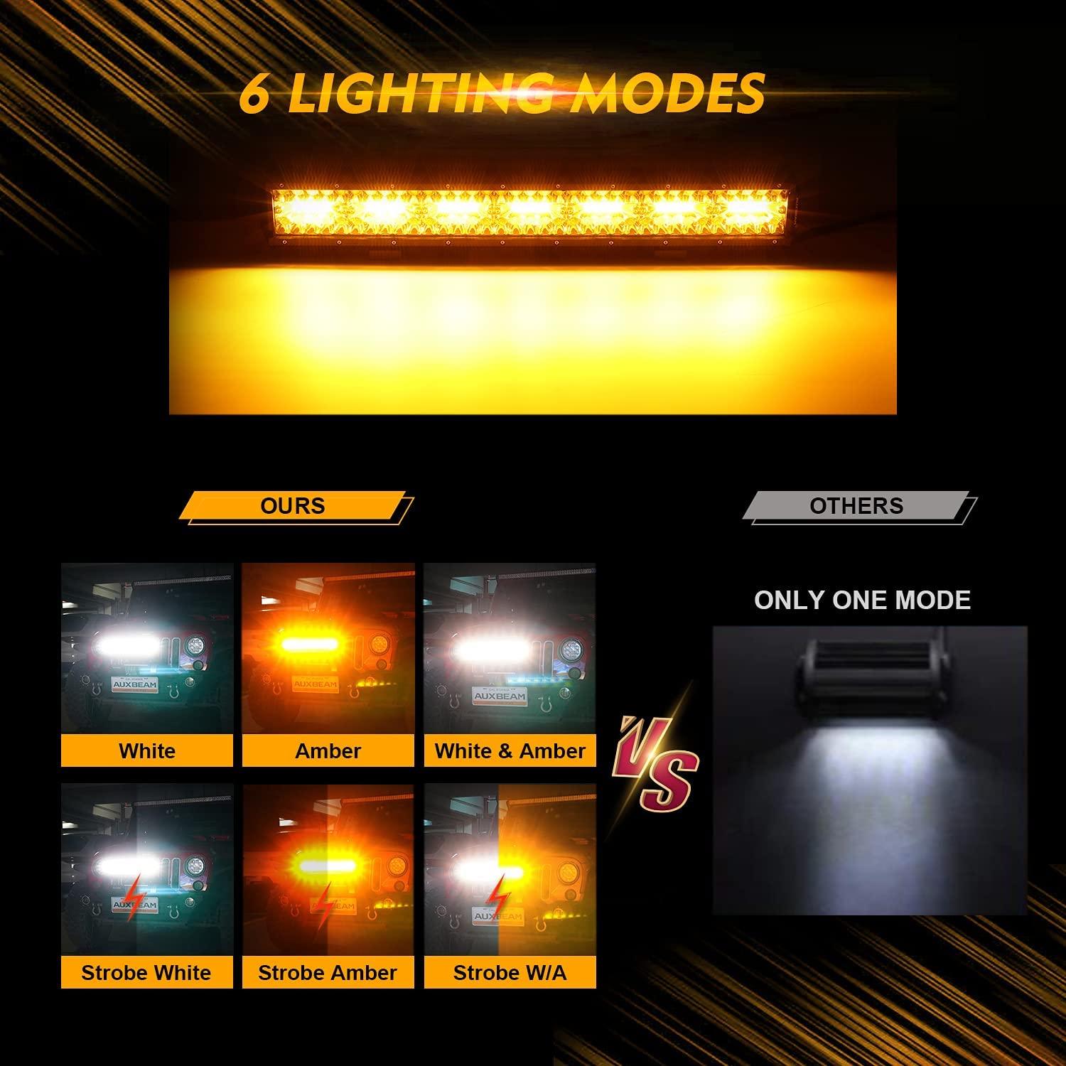 6 Modes Series 20 Inch White&Amber Off Road Led Light Bar