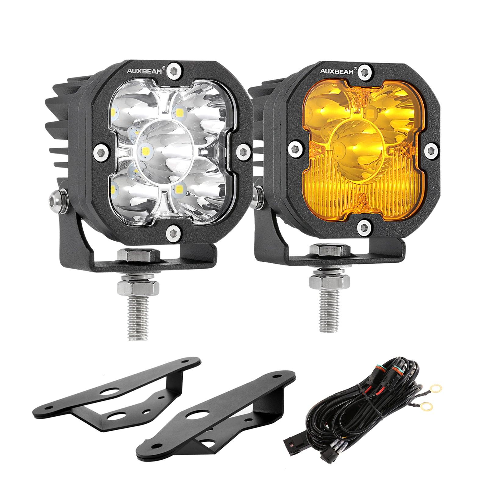 3 Inch 80W 9600LM LED Pods Lights White&Yellow with Dual A-Pillar Mounting Bracket For Ford Bronco 2/4 Door 2021 2022