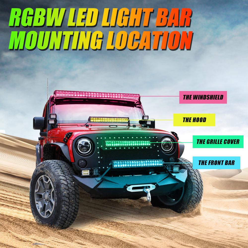 New 52 Inch V-PRO Series Curved RGBW Color Changing Off Road Led Light Bar