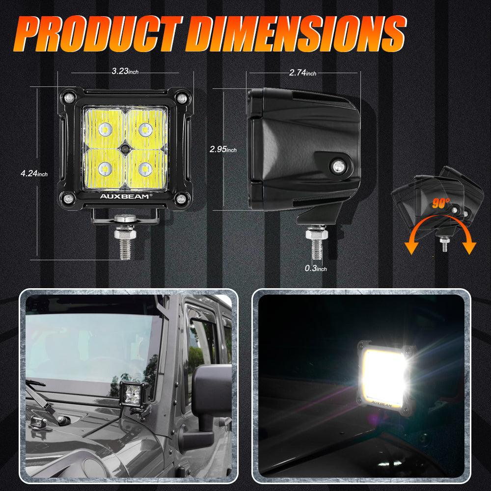 3" 40W LED Pods Light Spot/Flood Multicolor frame with wiring harness for JEEP