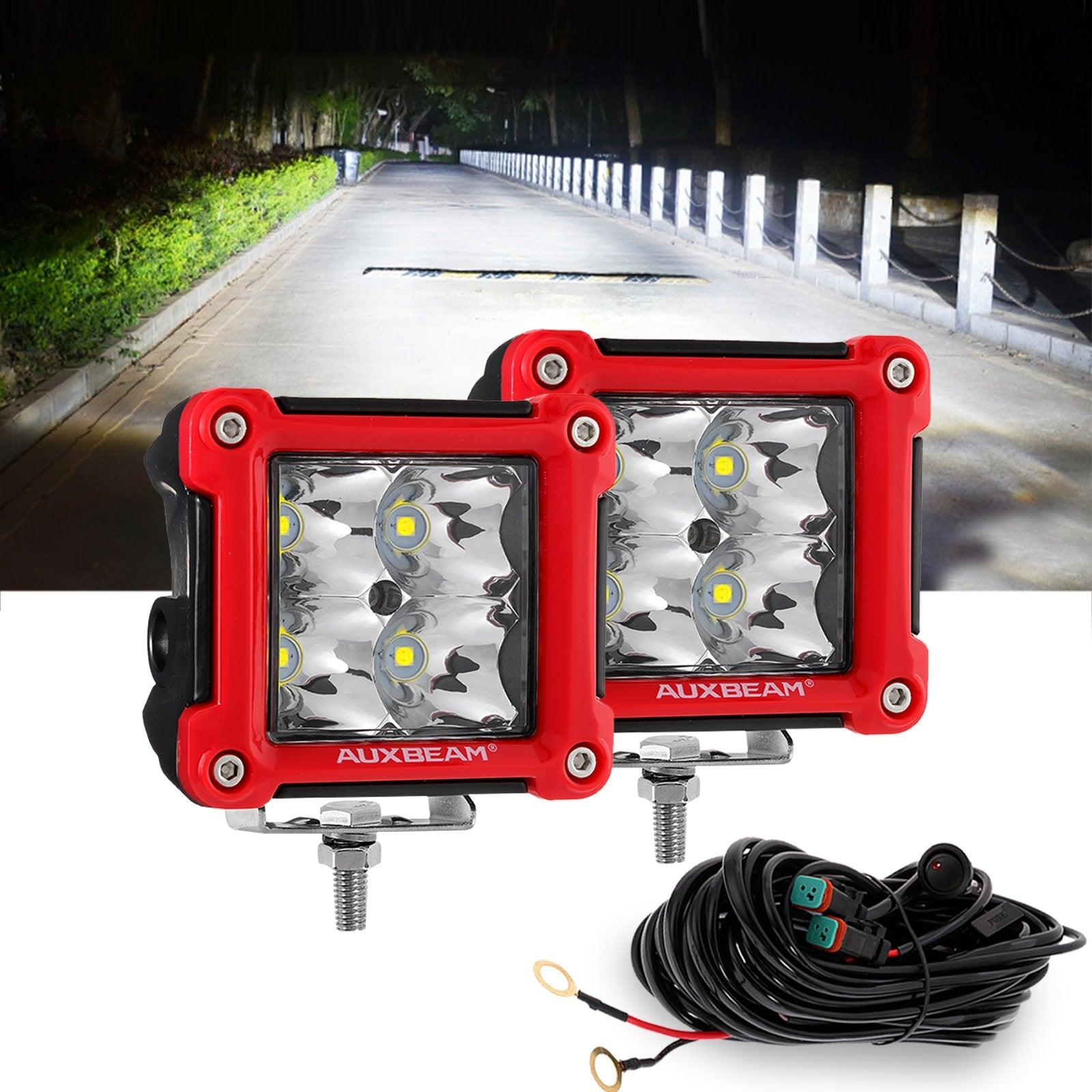 3" 40W LED Pods Light Spot/Flood Multicolor frame with wiring harness for JEEP