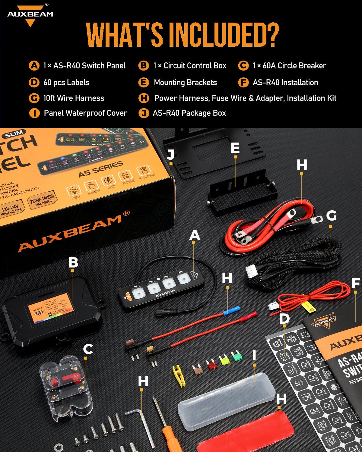 AS-R40 RGB Slim Switch Panel, Toggle/ Momentary/ Pulsed Mode Supported(One-Sided Outlet)