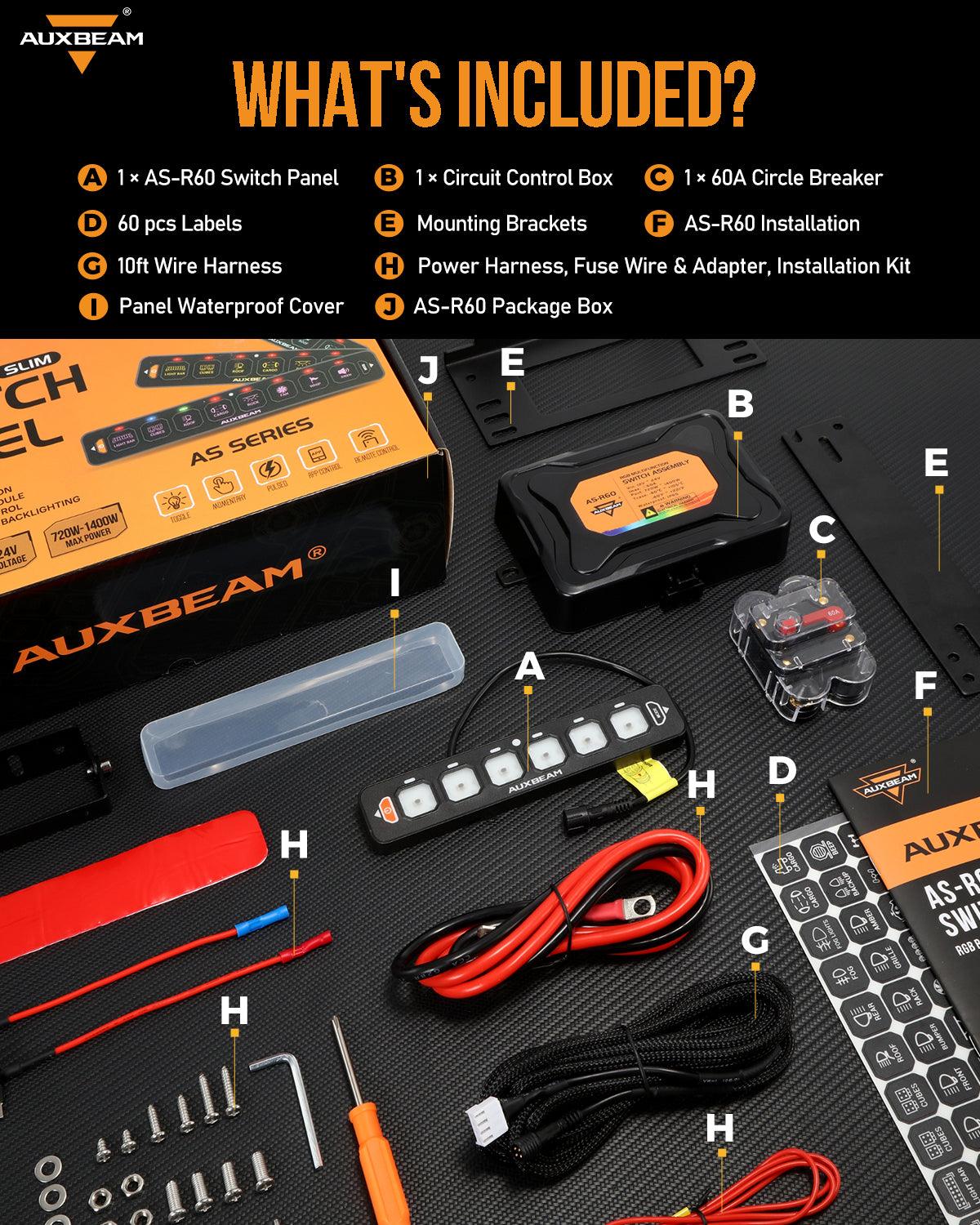 AS-R60 RGB Slim Switch Panel, Toggle/ Momentary/ Pulsed Mode Supported(One-Sided Outlet)