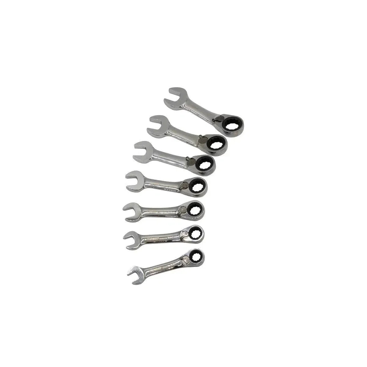 BoxoUSA 7-Piece Stubby SAE Reversible Ratcheting Combo Wrench Set | 1/9th EVA Foam BX719-R2