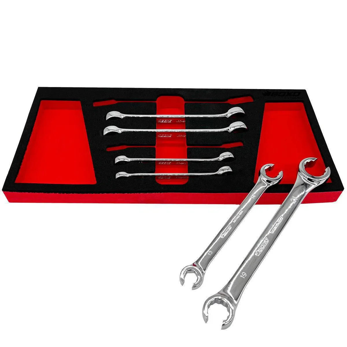 BoxoUSA 6-Piece Metric 6-Point & 12-Point Flare Nut Wrench Set | 1/3rd EVA Foam BX748-R2