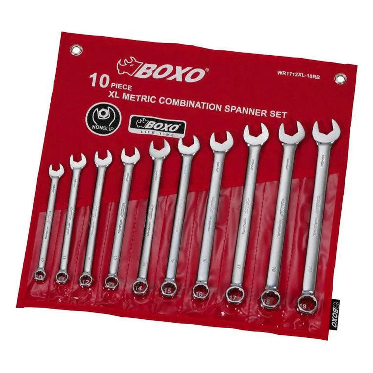 BoxoUSA 10-Piece Metric XL Combination Wrench Set, Roll Up WR1712XL-10RB