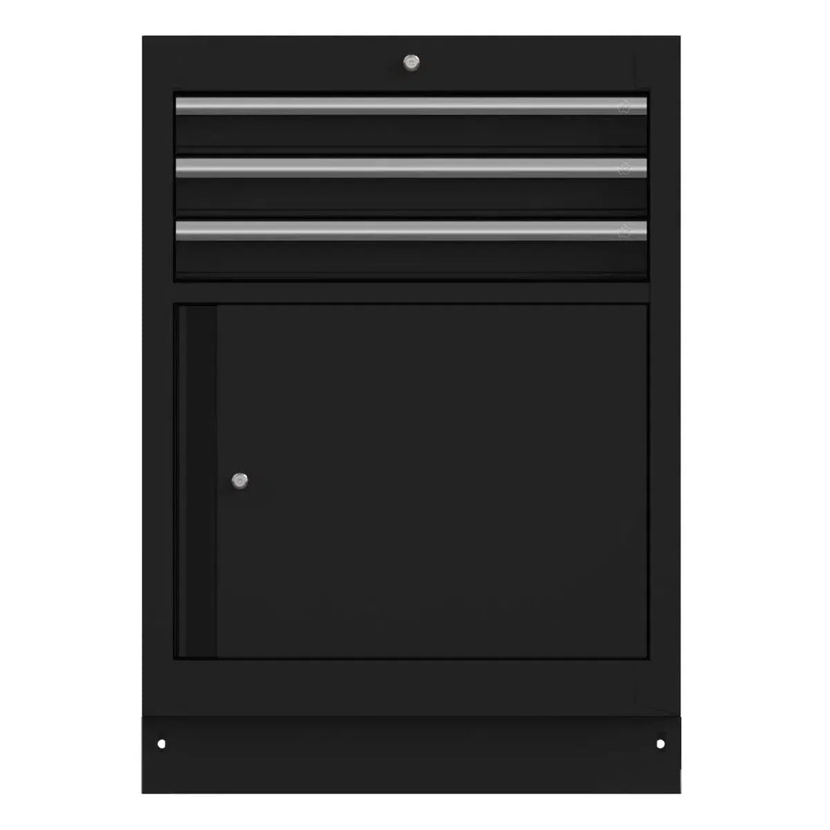 BoxoUSA 26" 3-Drawer Cabinet with Front Door, Aluminum Handle, Dark Grey MST261031DG2