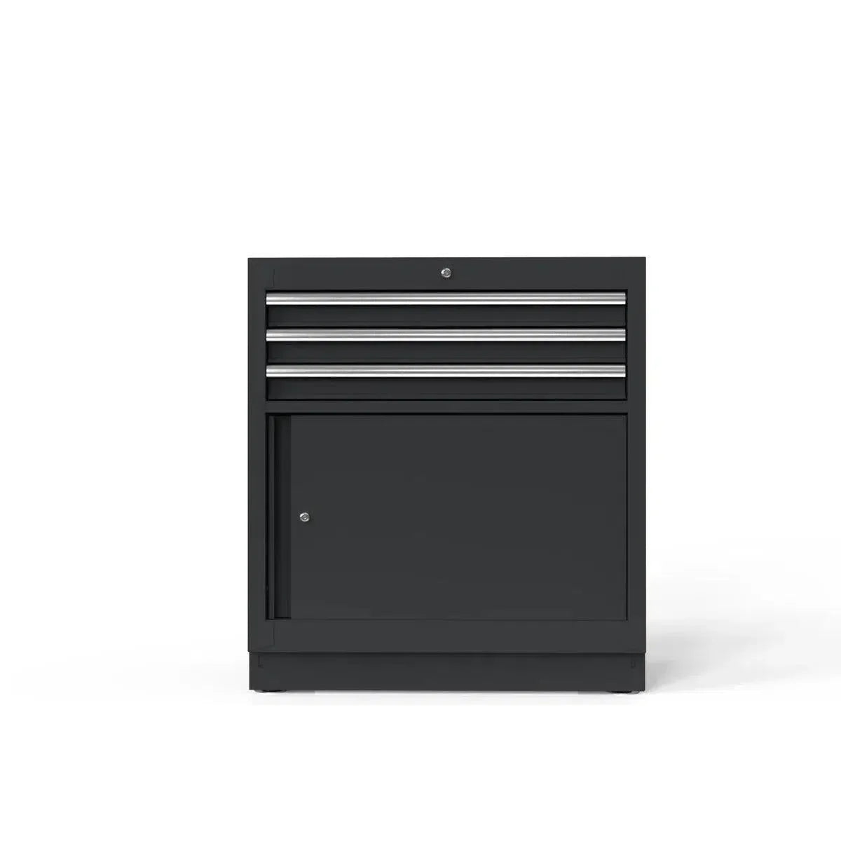 BoxoUSA 34" 3-Drawer Cabinet with Front Door with Aluminum Handle, Dark Grey MST341031DG2