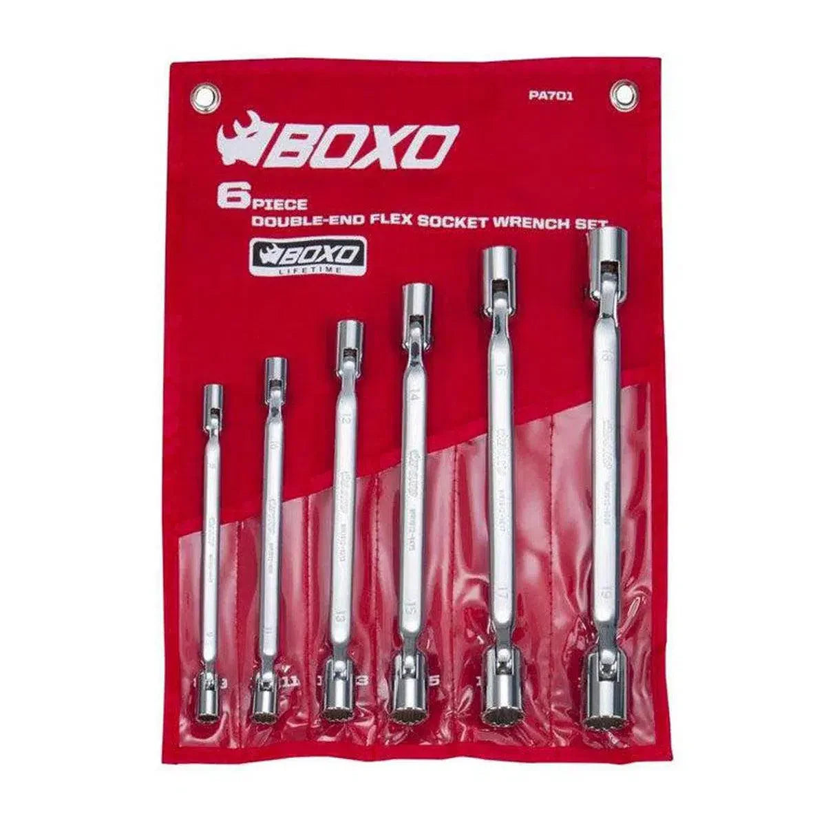 BoxoUSA 6-Piece Metric Double Ended Flex Socket Wrench Set, Roll Up PA701