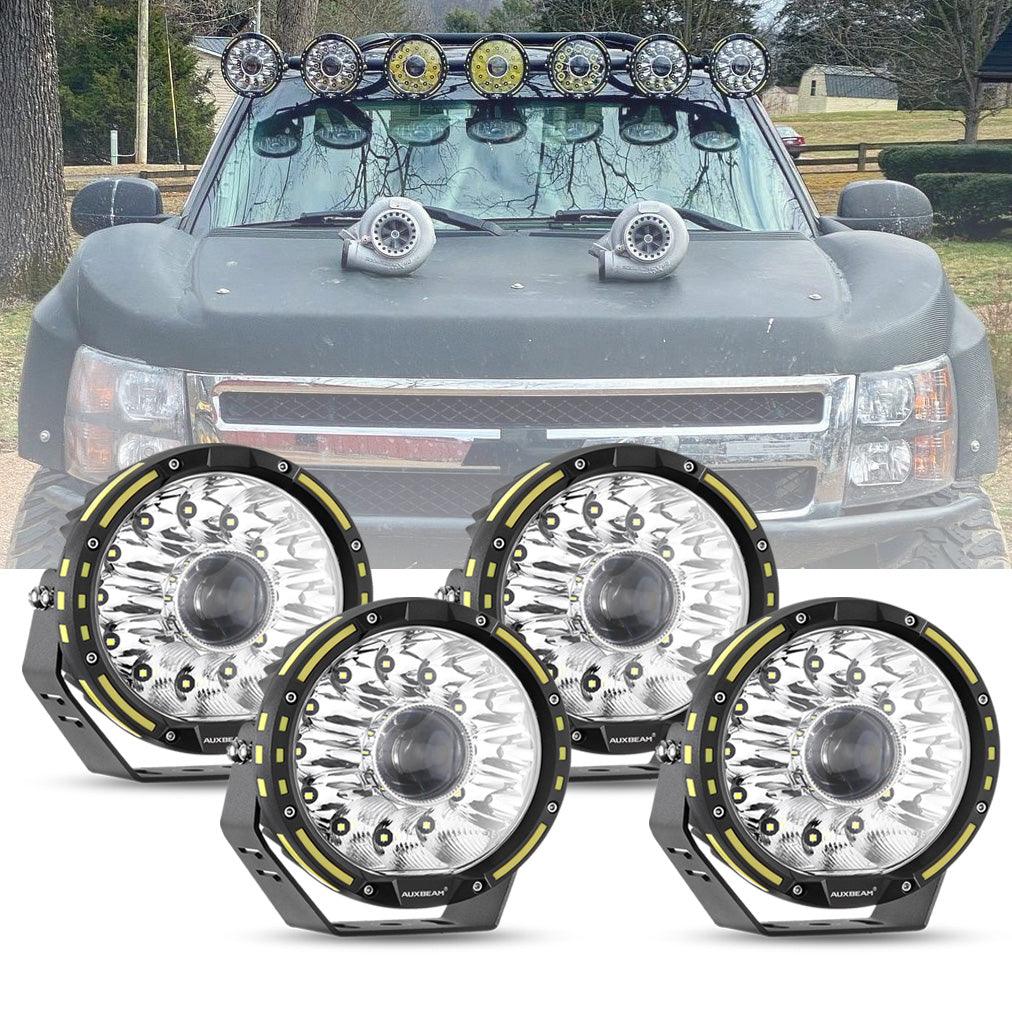 (2pcs/4pcs set) 7 Inch 230W 33332LM 360-PRO Series Custom Lens Offroad LED Driving Lights for 2008 Chevy Silverado 1500 Chevy Silverado 2500 3500