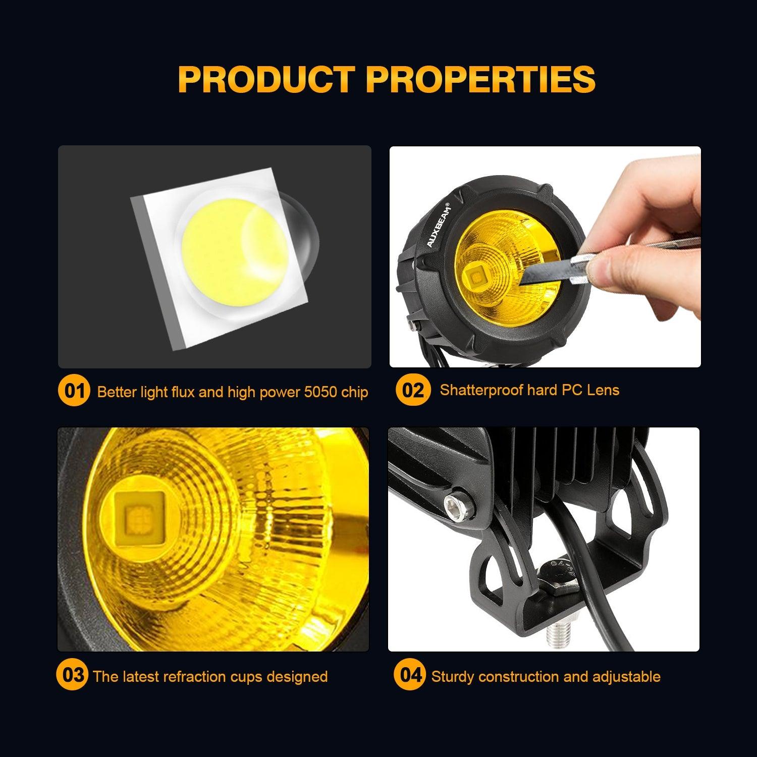 3.5 Inch 50W Round/Square LED Driving Lights Combo White/Yellow with wiring harness for 2000 FORD F250