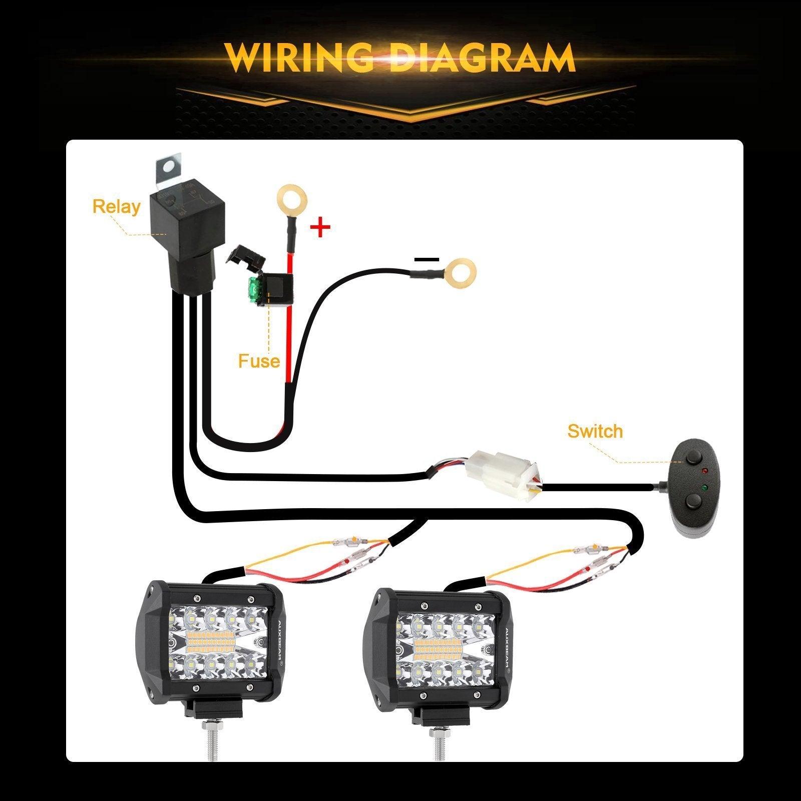 (2pcs/set) 3 inch 6 Modes White&Amber LED Square Light Pod Working Lights with Wiring Harness for SUV ATV UTV Trucks Pickup Boat