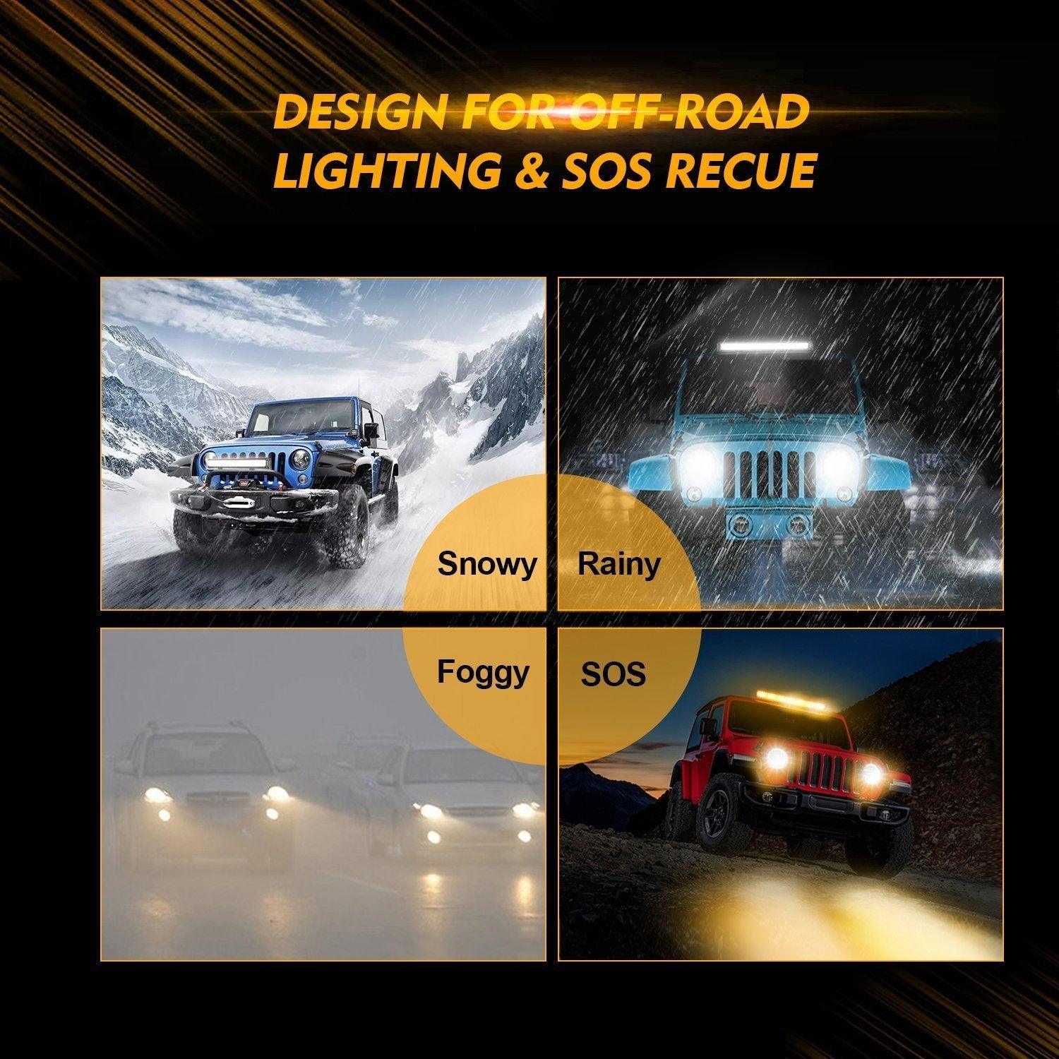 6 Modes Series 22 Inch/30 Inch/42 Inch/50 Inch White&Amber LED Light Bars